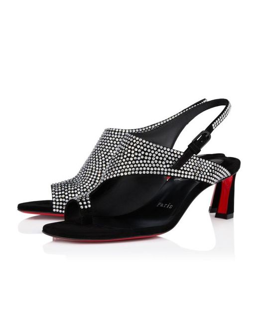 Christian Louboutin Black Viva Condora Embellished-Leather Sandals 55