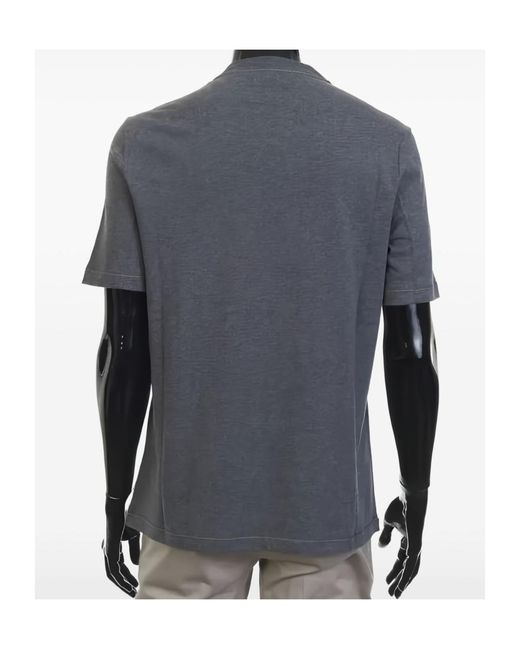 Brunello Cucinelli Blue Logo Crewneck T-Shirt for men