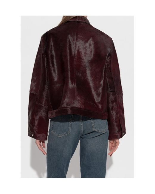 Samsøe & Samsøe Purple Zippered Leather Jacket