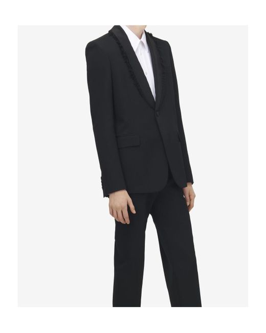 McQueen Black Frayed Lapel Single-Breasted Jacket for men