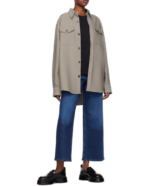 AMI Gray Long Sleeved Buttoned Shirt for men