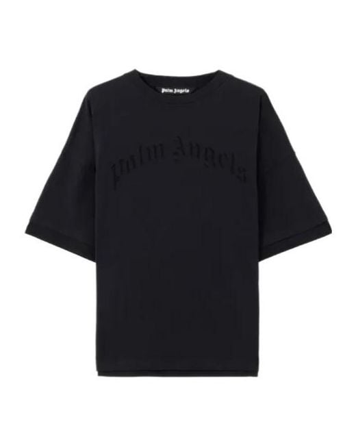 Palm Angels Black Round Neck Short-Sleeved Top for men