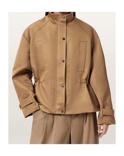 AllSaints Brown Luellah Stand-Collar Jacket