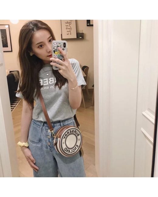 Burberry Metallic Louise Logo Print Shoulder Bag