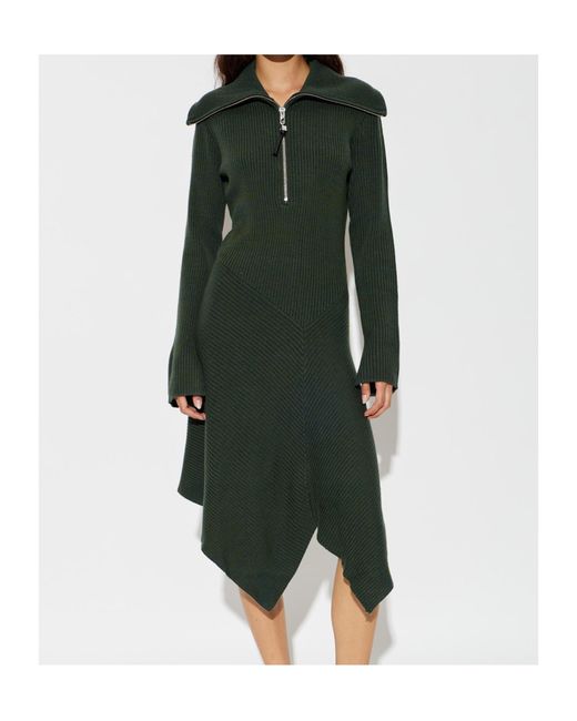 Ganni Green Long-Sleeved Dress