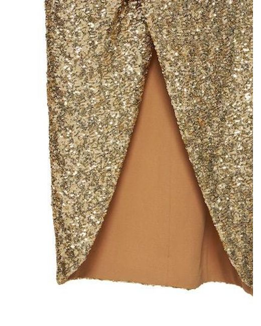 Michael Kors Natural Sequined Pendant Mid-Length Dress