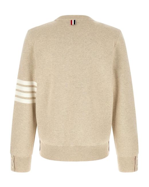 Thom Browne Natural Bar Milan Stitch Knitted Sweater for men