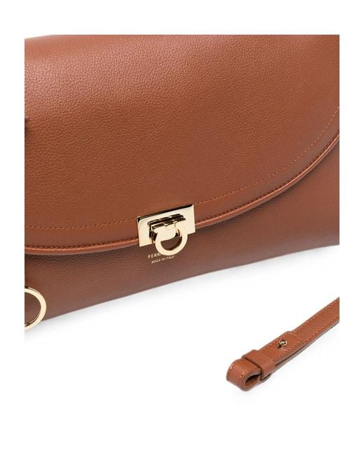 Ferragamo Brown Flap Shoulder Bag