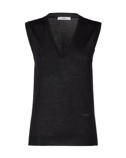 Fendi Black Cashmere Top
