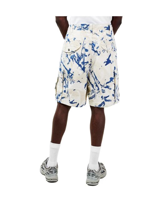 Stone Island Blue Camo Cargo Shorts for men