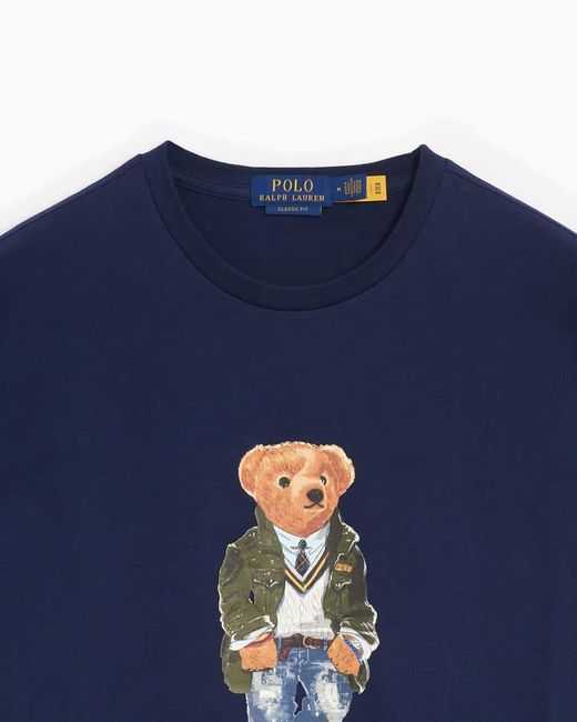 Polo Ralph Lauren Blue Classic Fit Polo Bear Jersey T-Shirt for men