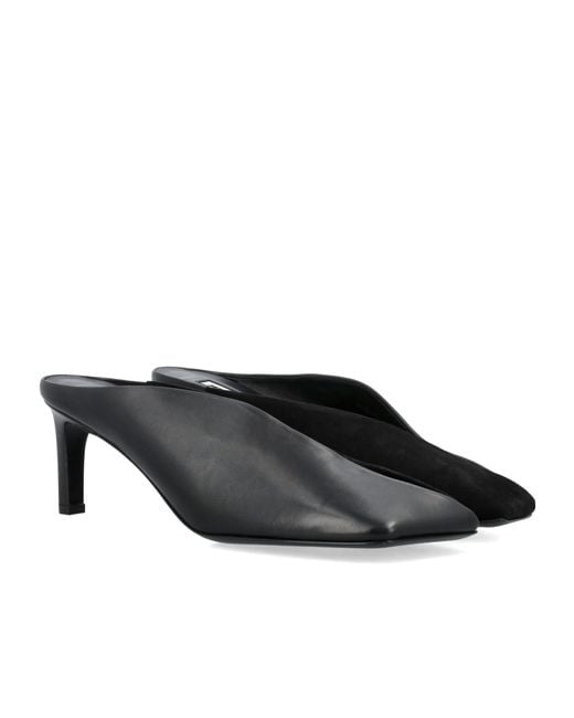 Jil Sander Black Square-Toe High-Heel Mules