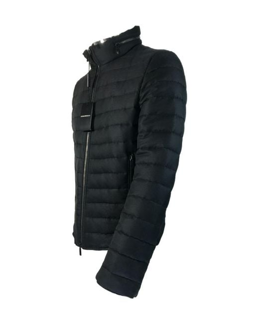 Emporio Armani Black Down Jacket With Standing Collar for men
