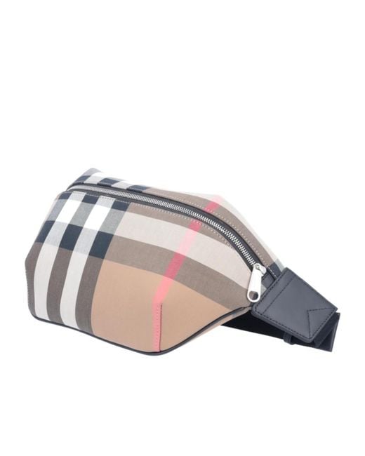Burberry Gray Check Pattern Zipped Belt Bag for men