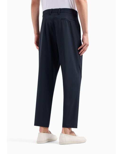 Giorgio Armani Blue Tapered Leg Cropped Trousers for men