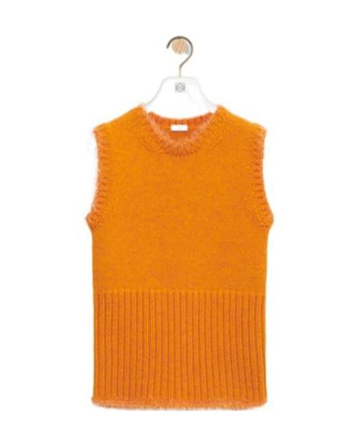 Loewe Orange Fringed Ribbed-Knit Vest