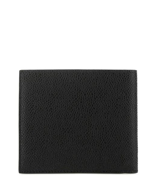 Thom Browne Black Pebble Textured Bifold Wallet for men