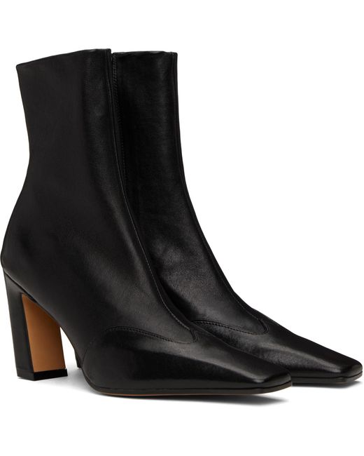 Khaite Black Nevada Square-Toe Ankle Boots