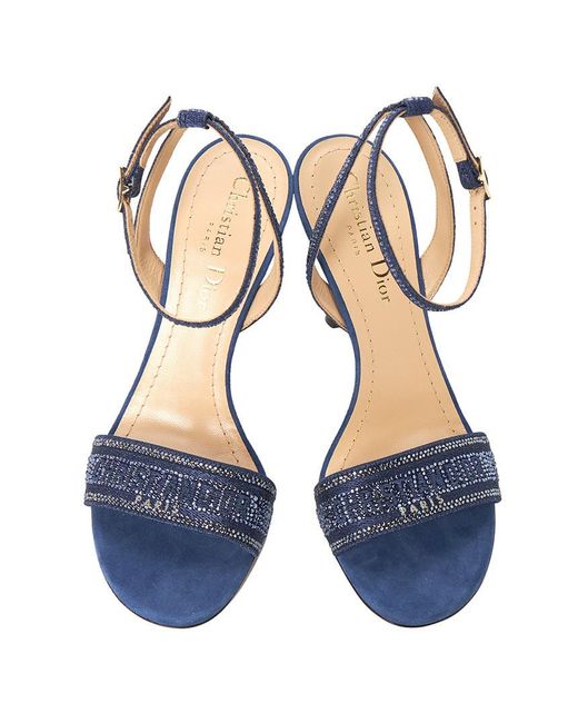 Dior Blue Decorated High-Heeled Sandals