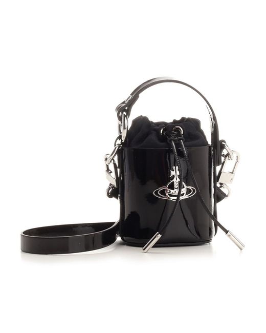Vivienne Westwood Black Daisy High-Shine Mini Bag