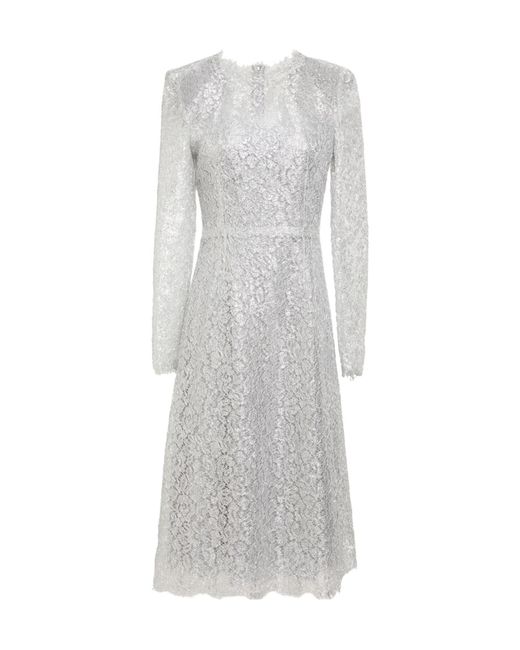 Dolce & Gabbana Gray Solid Lace Long-Sleeve Dress