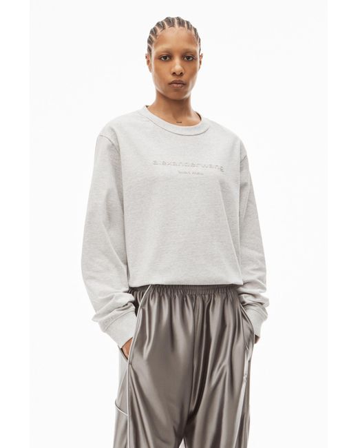 Alexander Wang White Puff Logo Long-Sleeved T-Shirt