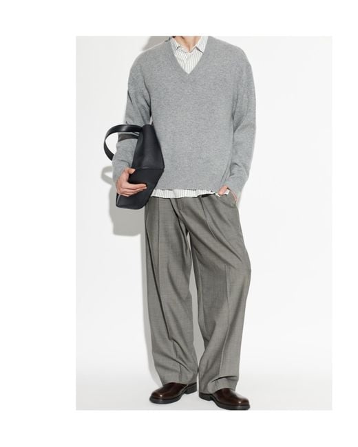 Officine Generale Gray Officine Générale Manu V-Neck Knitted Sweater for men