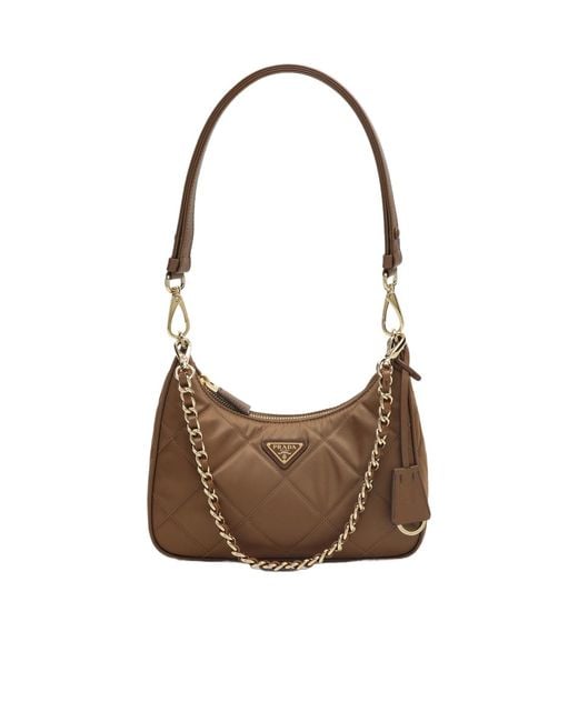 Prada Brown Re-Edition Quilted Zipped Shoulder Bag