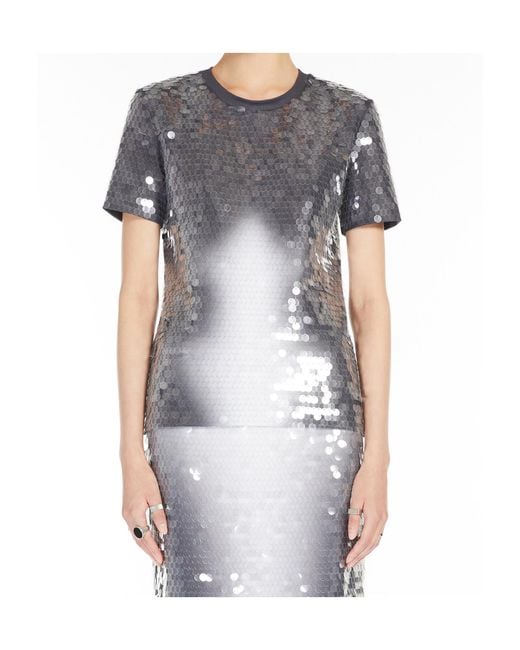 Sportmax Gray Kibbutz Allover Sequin Embellished T-Shirt