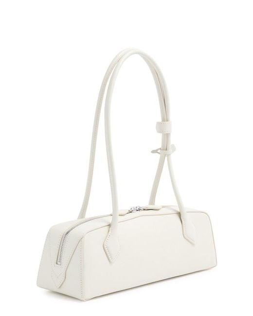 Alaïa White Le Teckel Medium Grained Leather Shoulder Bag