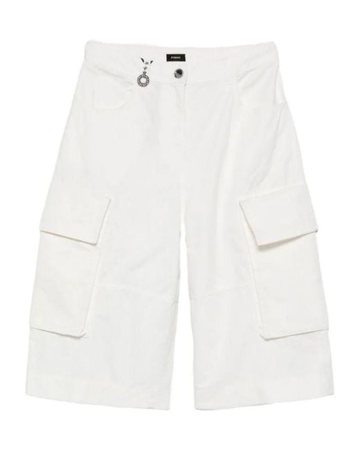 Pinko White Cargo Bermuda Shorts
