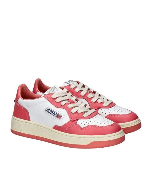 Autry Pink Medalist Low Bicolor Sneakers