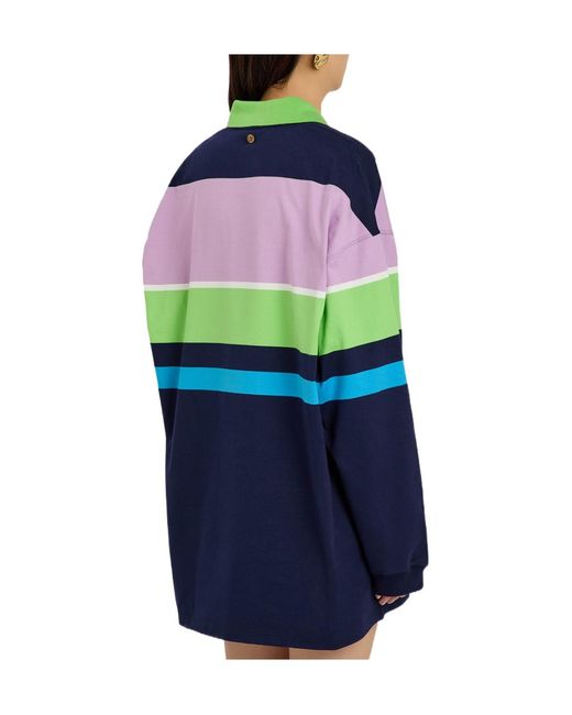 Versace Blue Striped Cotton Mini Sweatshirt Dress