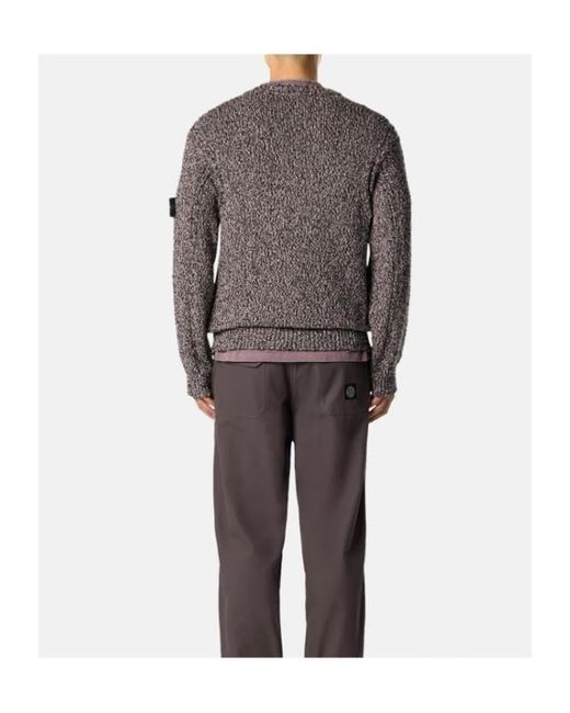 Stone Island Gray Textured Crew-Neck Knitted Sweater for men