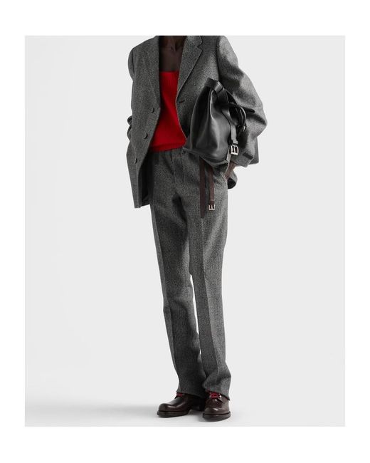 Prada Gray Wool Pants for men