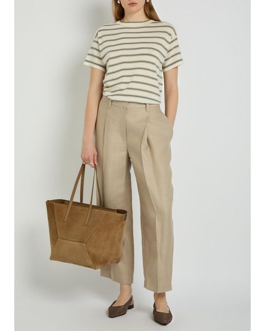 Brunello Cucinelli White Casual Striped Top
