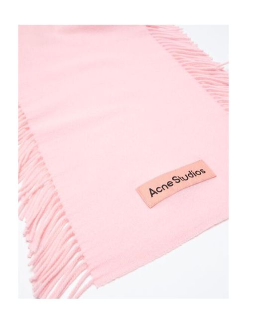 Acne Pink Fringe Wool Scarf for men