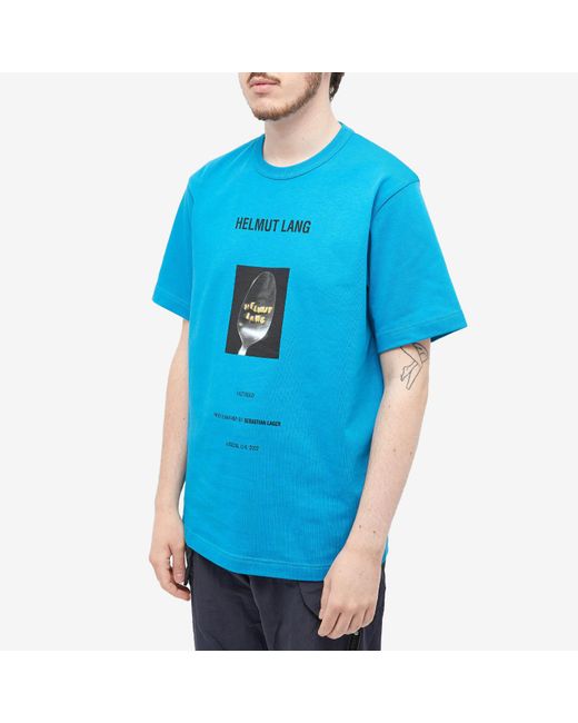 Helmut Lang Blue Photograph-Print Cotton T-Shirt for men