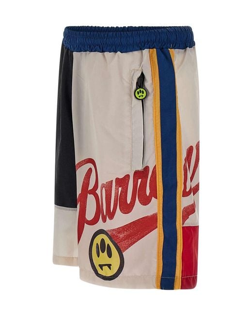 Barrow Blue Logo Print Panelled Track Shorts for men