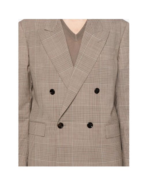 Lardini Brown Double-Breasted Check-Pattern Blazer for men
