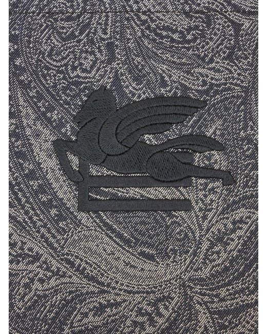Etro Gray Paisley Jacquard Pouch for men