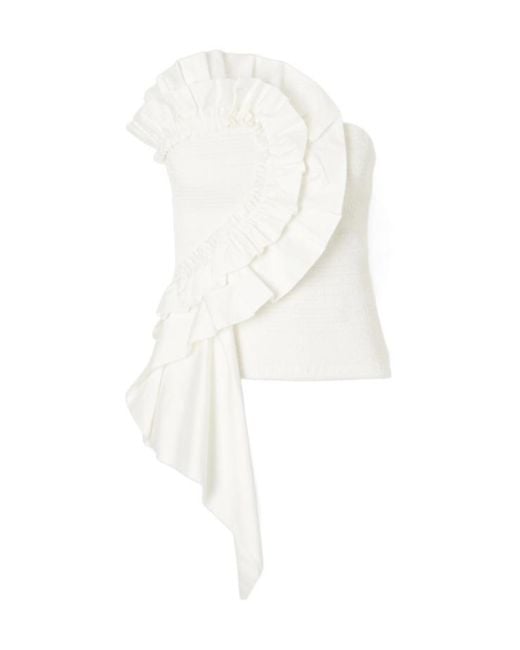 Farm Rio White Strapless Ruched Tank