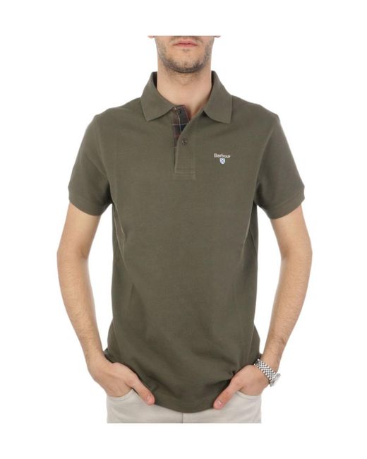 Barbour Green Lapel Short-Sleeved Polo Shirt for men