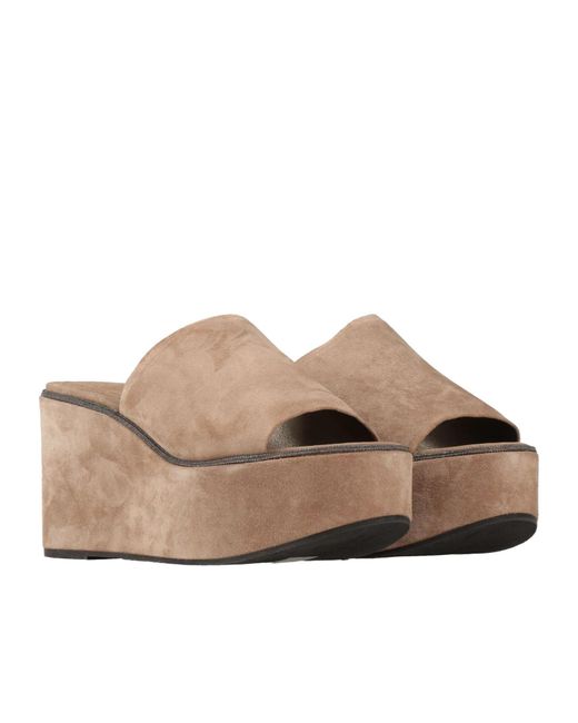 Brunello Cucinelli Brown Minimalist Slide Sandals