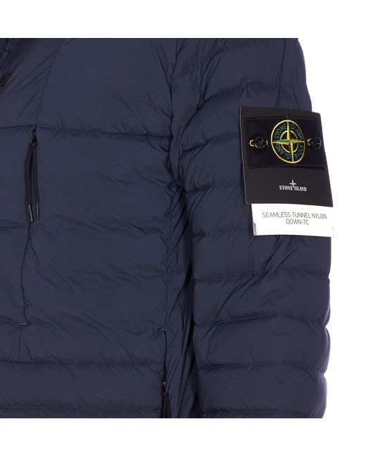 Stone Island Blue Hooded Zip-Up Jacket for men