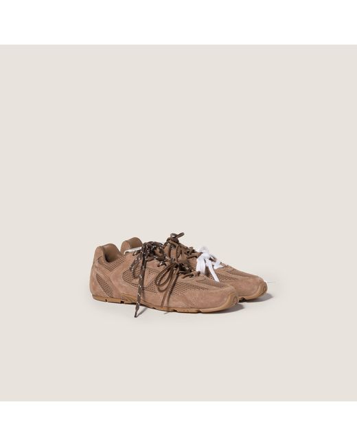 Miu Miu Brown New Balance X 530 Sl Suede And Mesh Sneakers