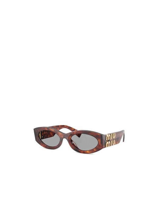Miu Miu White Eyewear Oval-Frame Sunglasses