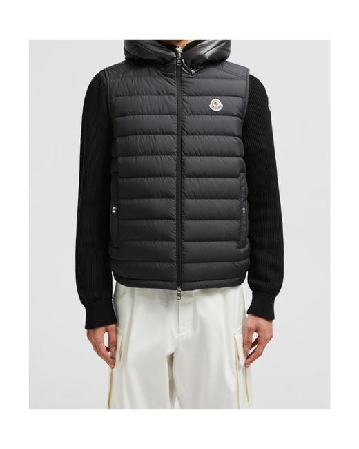 Moncler Black Logo Patch Zip-Up Padded Vest for men