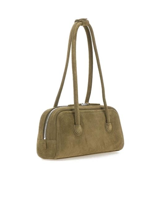 MARGE SHERWOOD Green Soft Boston Ew Suede Shoulder Bag