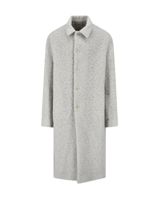 Rick Owens Gray Brad Button-Up Wool Coat for men
